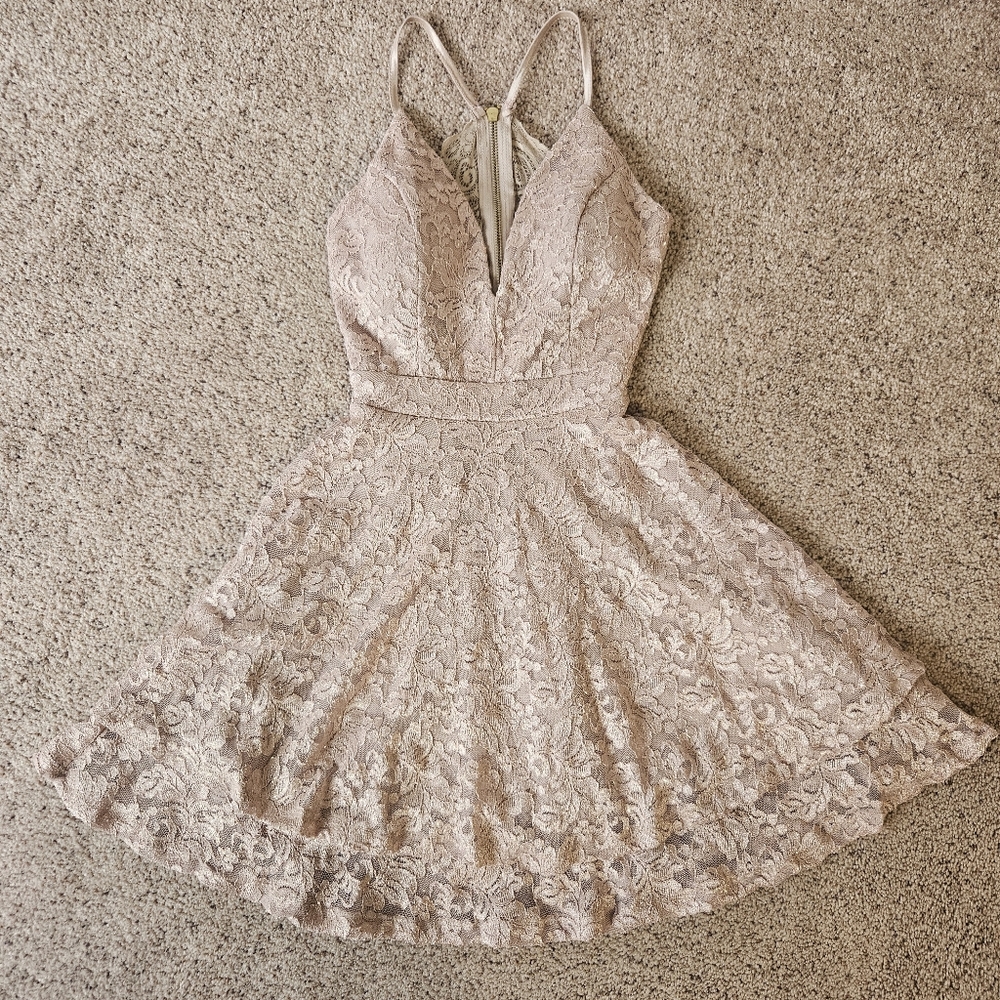 Lace A-Line Party Dress in Blush XS